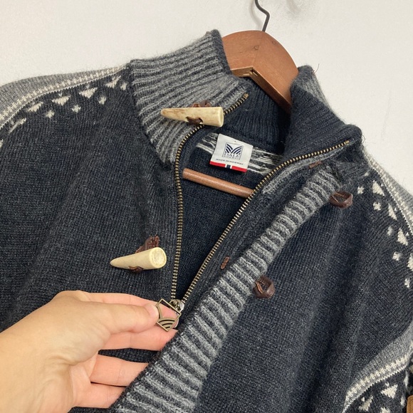 Dale of Norway Sweater Mens Large Dark Gray Wool Water Repellent Zip Up Toggle - Picture 5 of 16